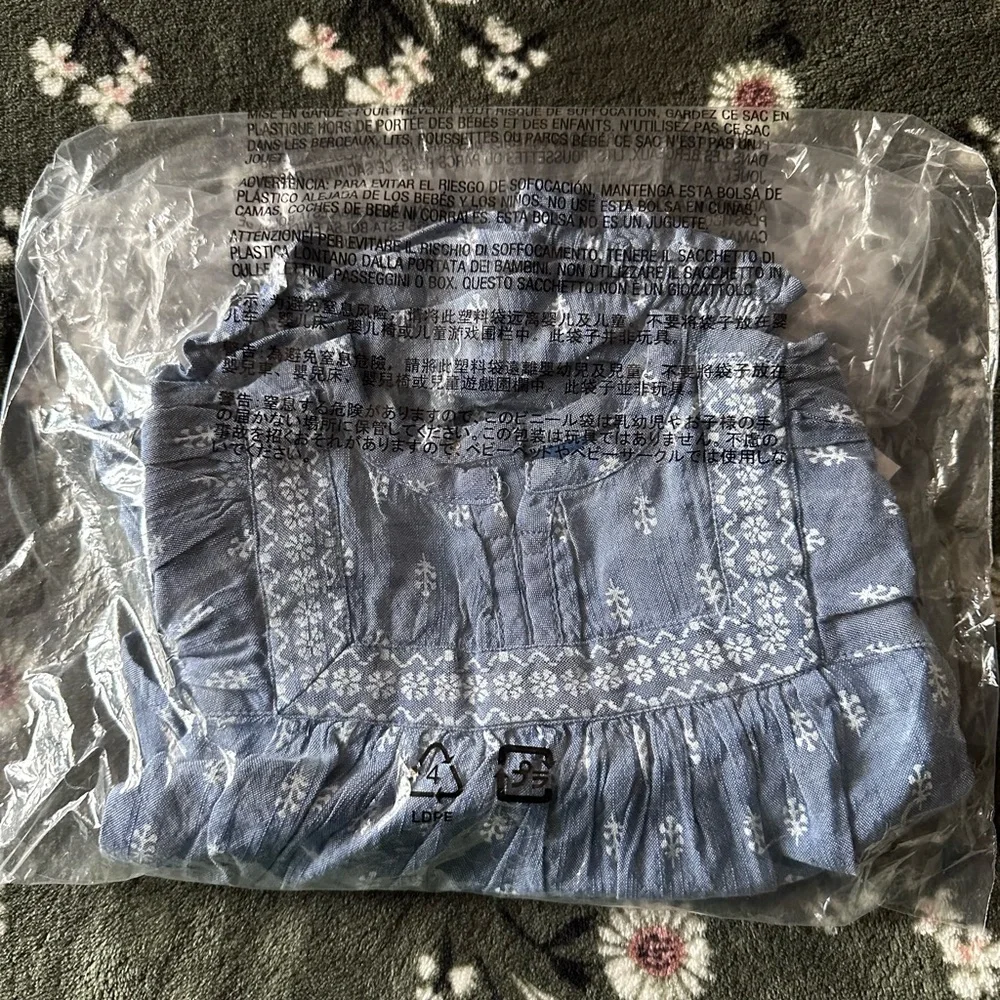 Blue with White Floral Baby Top & Bloomers Set